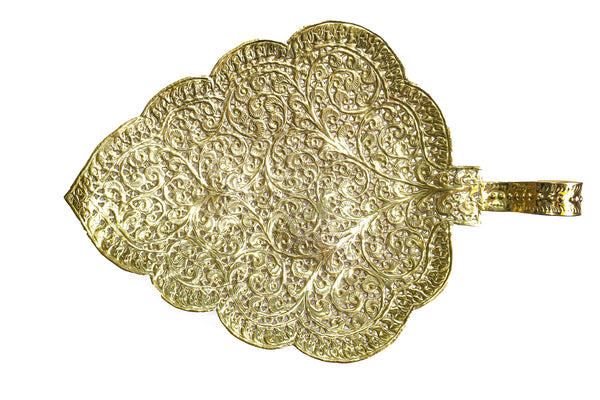 Amira Brass Cutwork Leaf Platter