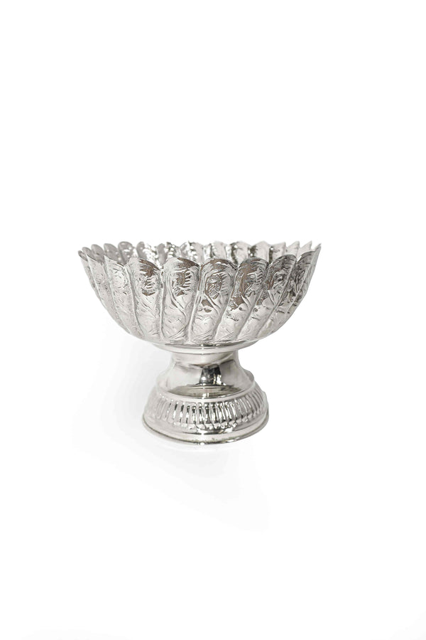 Lily Silverplated Hand Engraved Brass Pedastal Bowl