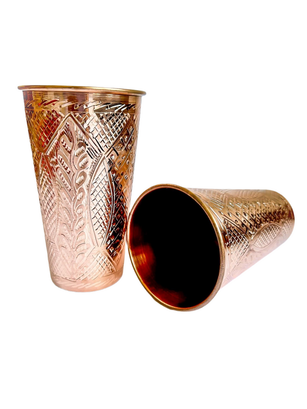 Handmade Copper Qalamzani Glasses Pair