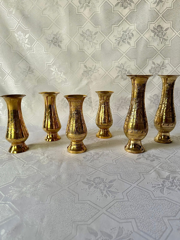 Vintage Brass Vases with Qalamzani