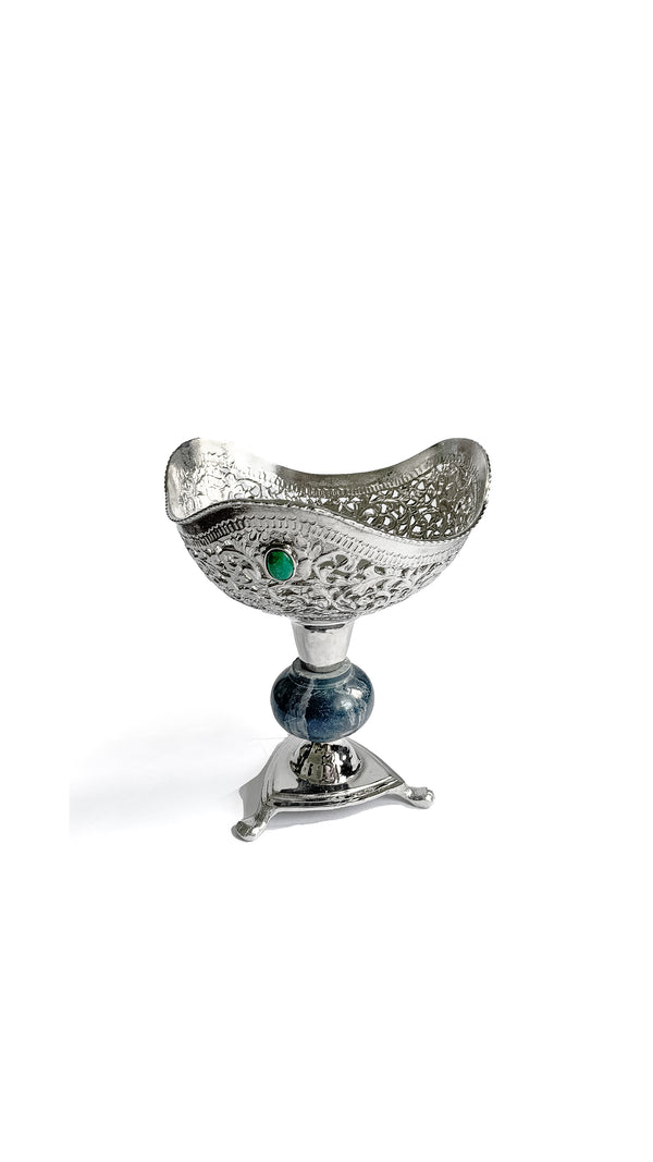 Zareen Silver-Plated Brass Vase with Marble Sphere