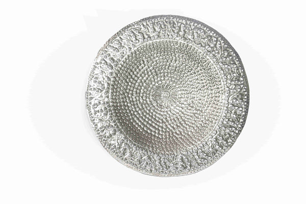 Jashan Silverplated Cutwork and Hammered Brass Tray