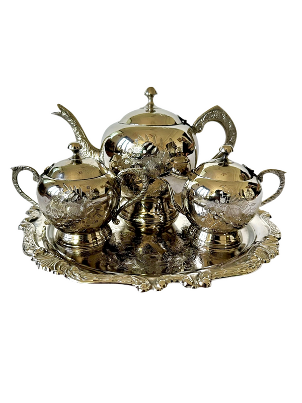 Vintage Silver-plated Brass Tea Set