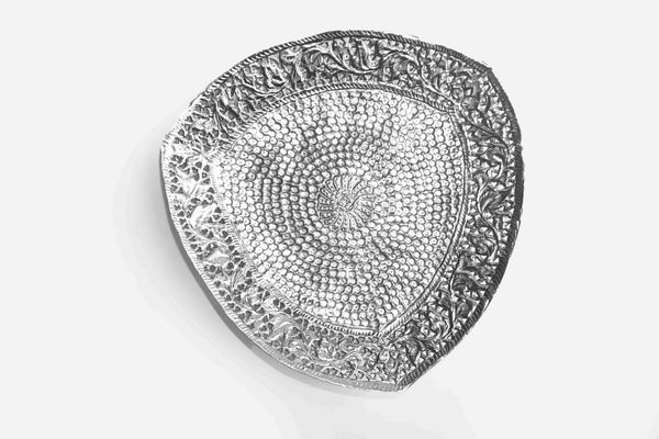 Aaliya Silverplated Cutwork and Hammered Brass Tray