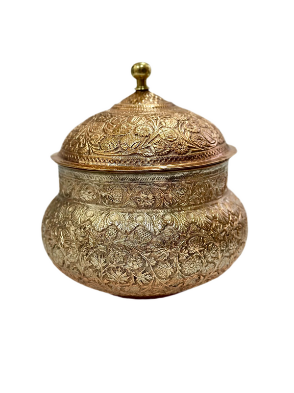 Antique Kashmiri Copper Serving Pot Dish