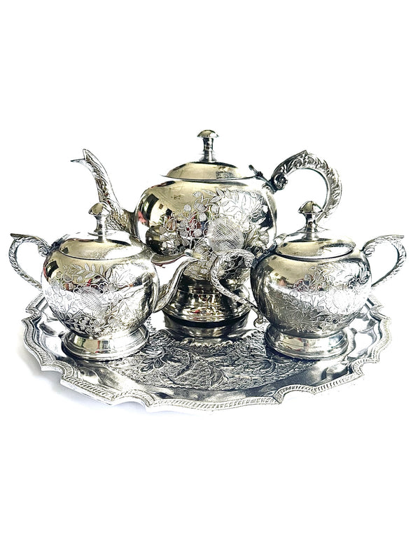 Vintage Silver-plated Brass Tea Set