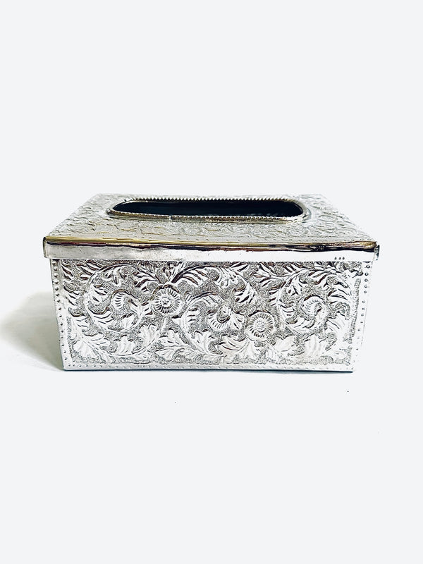 Silver-plated Brass Tissue Box