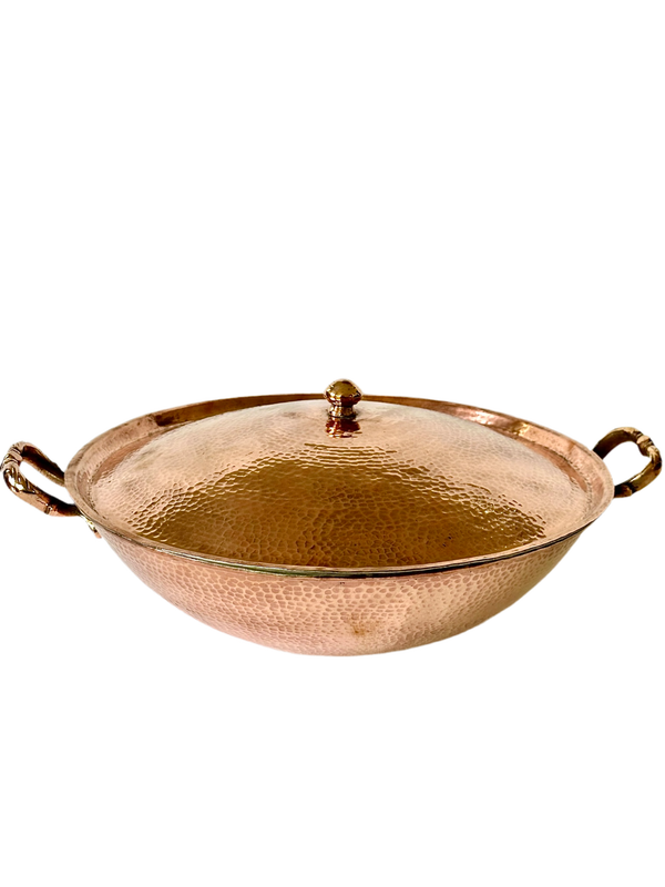 Round Hammered Copper Karahi