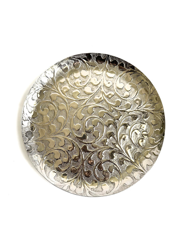 Yasmin Hand-Engraved Silver-Plated Brass Tray