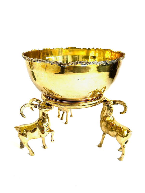 Ibex-Drawn Solid Brass Elevated Bowl