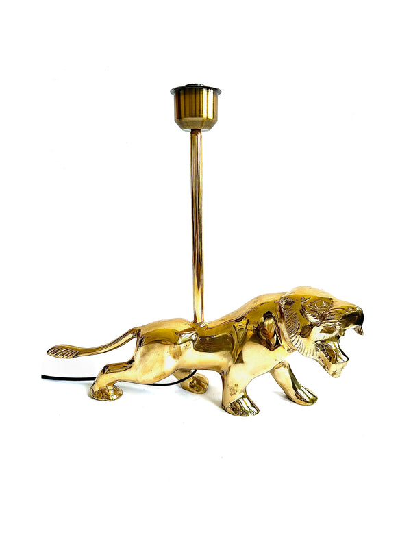 Majestic Roaring Panther Brass Lamp