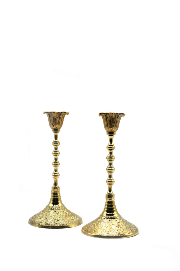 Tulip Brass Candleholders Pair