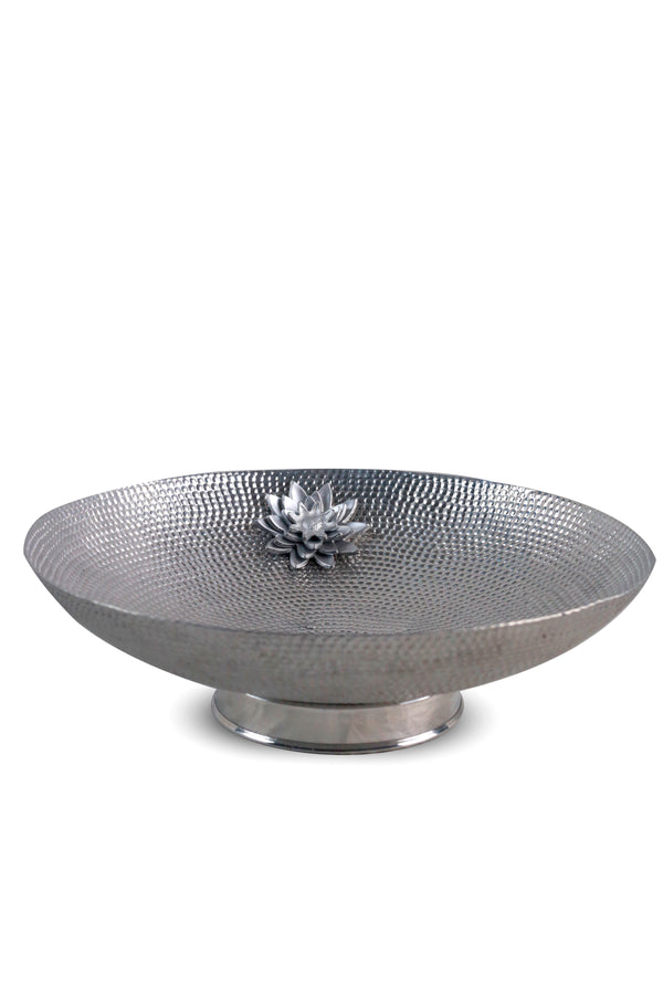 Silver Lotus Deep Hammered Serving Platter