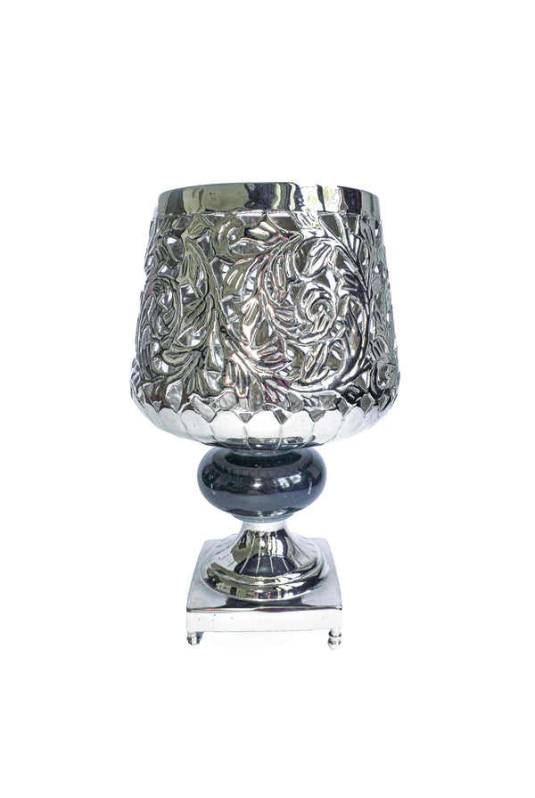 Mashal Silverplated Brass and Marble Vase/ Candle Holder